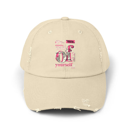 Unisex Distressed Cap mit Typografie-Motiven 