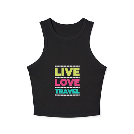 Damen Micro Rib Racer Tank Top mit Typografie-Motiven