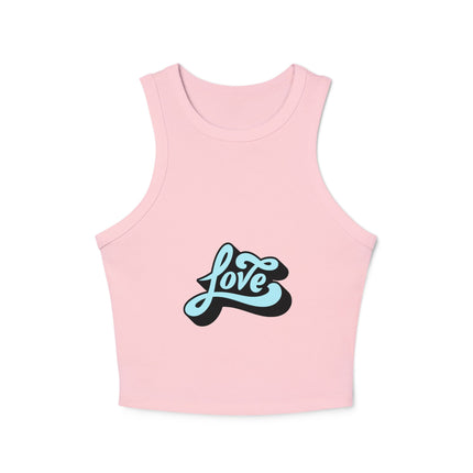 Damen Micro Rib Racer Tank Top mit Typografie-Motiven