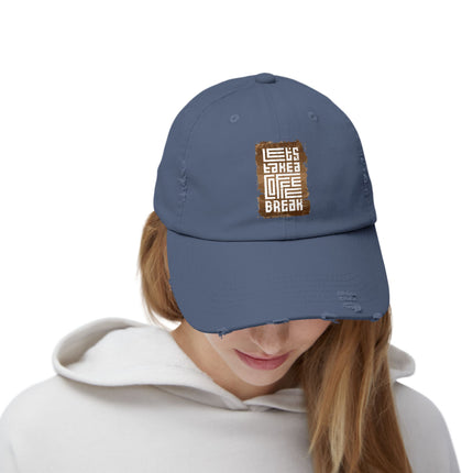 Unisex Distressed Cap mit Typografie-Motiven 