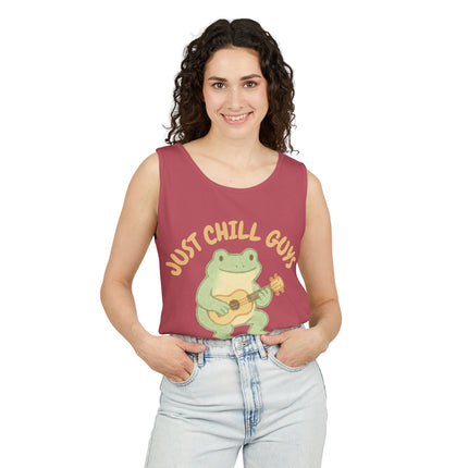 Just Chill Guys Graphic design Unisex Garment-Dyed Tank Top