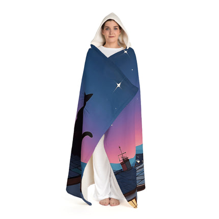 Katze schaut in den Himmel Design Themen Kapuze Sherpa Fleece Decke 