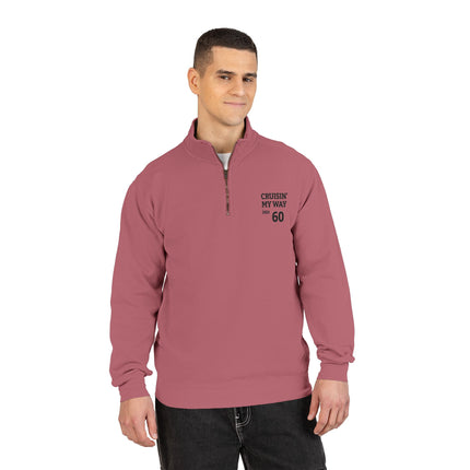 Cruisin' My Way Personalised age '60' Quarter-Zip Sweatshirt