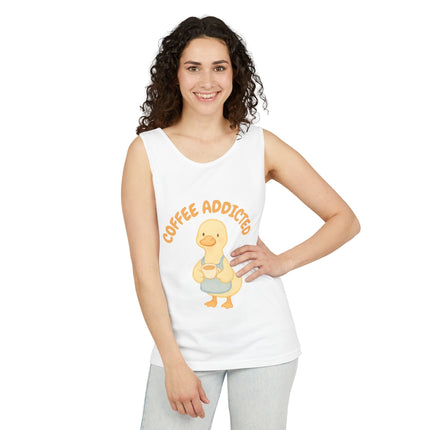 Coffee Addicted Graphic design Unisex Garment-Dyed Tank Top