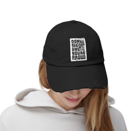 Unisex Distressed Cap mit Typografie-Motiven 