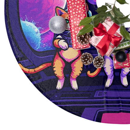 Cute Cats in Space design themed Christmas Tree Skirts