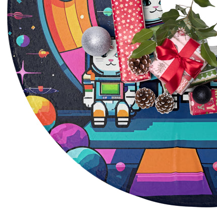 Cute Cats and their friends in the Space design themed Christmas Tree Skirts