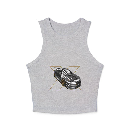 Damen Micro Rib Racer Tank Top mit Auto-Enthusiasten-Motiv