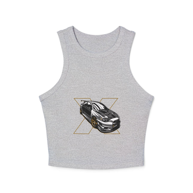 Damen Micro Rib Racer Tank Top mit Auto-Enthusiasten-Motiv