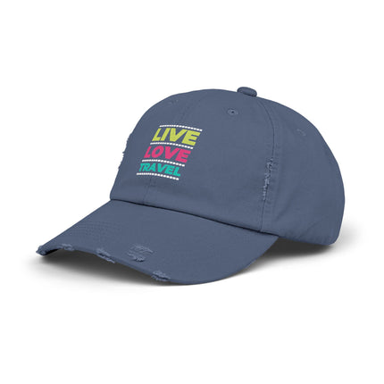 Unisex Distressed Cap mit Typografie-Motiven 
