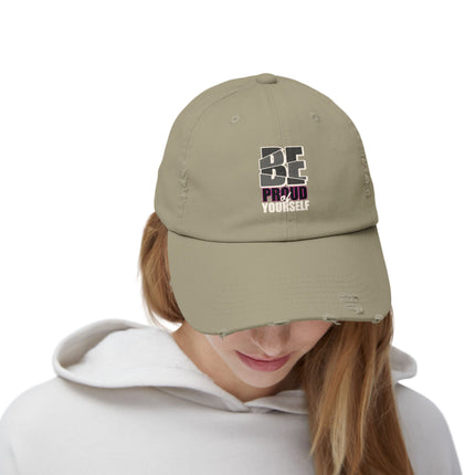Unisex Distressed Cap mit Typografie-Motiven 