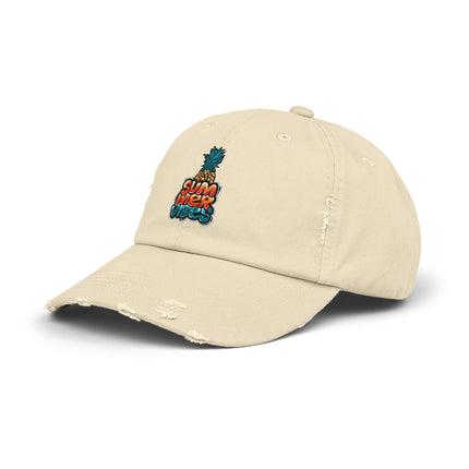 Unisex Distressed Cap mit Typografie-Motiven