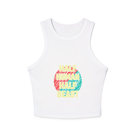 Damen Micro Rib Racer Tank Top mit Typografie-Motiven