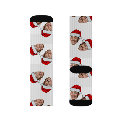 Personalized Photo Christmas Socks — Custom Face Santa Hat Sublimation Socks