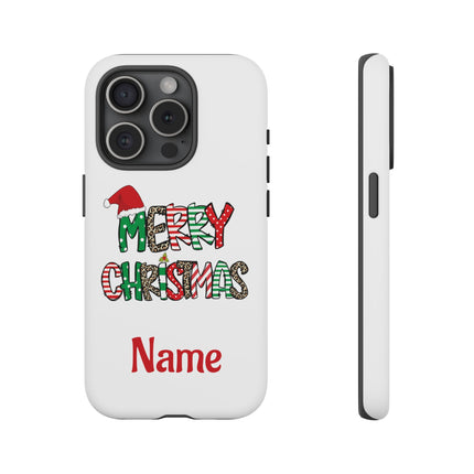 Merry Christmas Phone Case — Festive Santa Hat & Candy Cane Design Tough Case