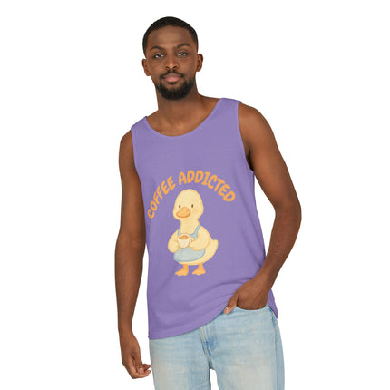 Coffee Addicted Graphic design Unisex Garment-Dyed Tank Top