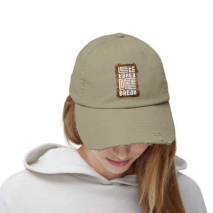 Unisex Distressed Cap mit Typografie-Motiven 