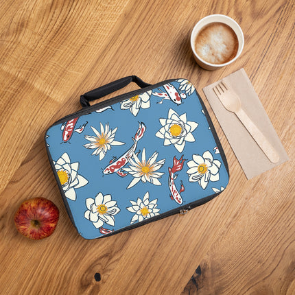 Blau mit weißem Blumenmuster-Design, Lunchtasche 