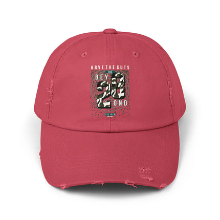Unisex Distressed Cap mit Typografie-Motiven 