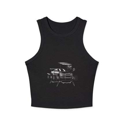 Damen Micro Rib Racer Tank Top mit Auto-Enthusiasten-Motiv
