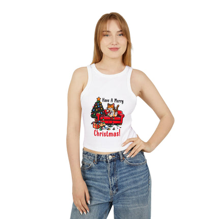 Christmas themed Women's Micro Rib Racer Tank Top