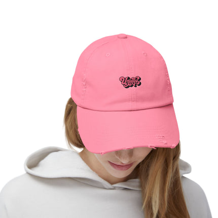 Unisex Distressed Cap mit Typografie-Motiven 