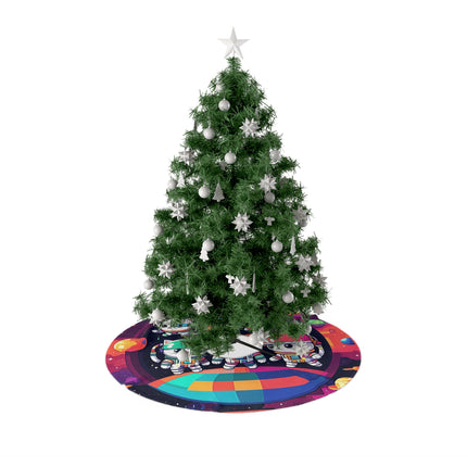 Cute Group of Cats in Space Christmas Tree Skirts