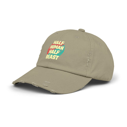 Unisex Distressed Cap mit Typografie-Motiven 