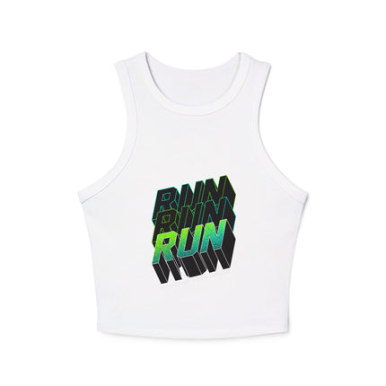 Damen Micro Rib Racer Tank Top mit Typografie-Motiven