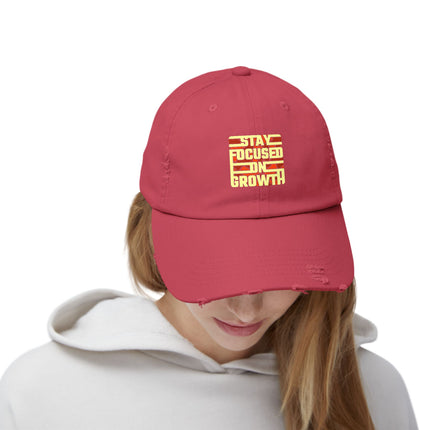 Unisex Distressed Cap mit Typografie-Motiven 