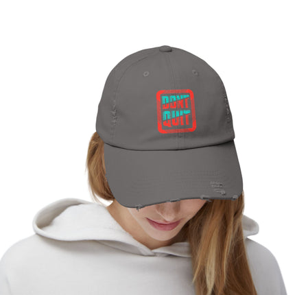 Unisex Distressed Cap mit Typografie-Motiven 
