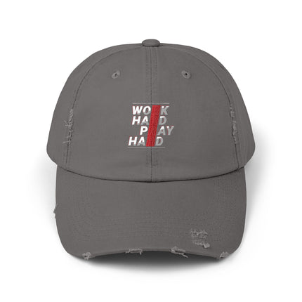 Unisex Distressed Cap mit Typografie-Motiven 