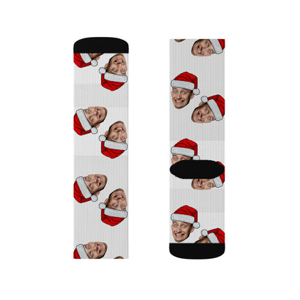 Personalized Photo Christmas Socks — Custom Face Santa Hat Sublimation Socks