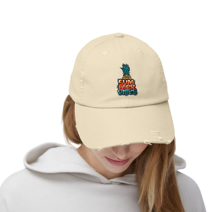 Unisex Distressed Cap mit Typografie-Motiven
