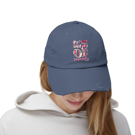 Unisex Distressed Cap mit Typografie-Motiven 