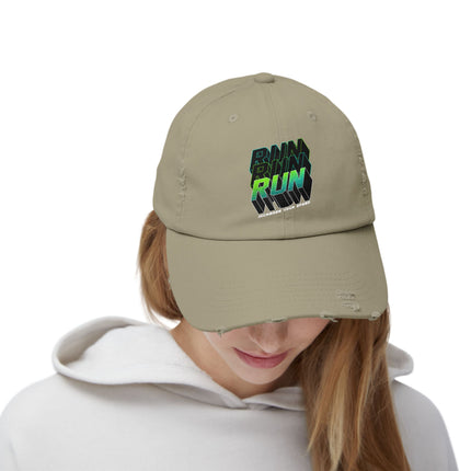 Unisex Distressed Cap mit Typografie-Motiven 