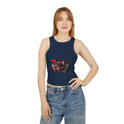 Damen Micro Rib Racer Tank Top mit Auto-Enthusiasten-Motiv