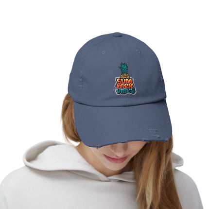 Unisex Distressed Cap mit Typografie-Motiven