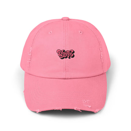 Unisex Distressed Cap mit Typografie-Motiven 