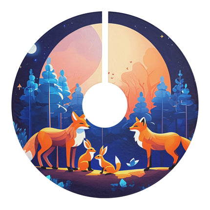 Fox family in the Moonshine design themed Christmas Tree Skirts