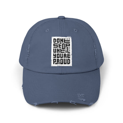 Unisex Distressed Cap mit Typografie-Motiven 