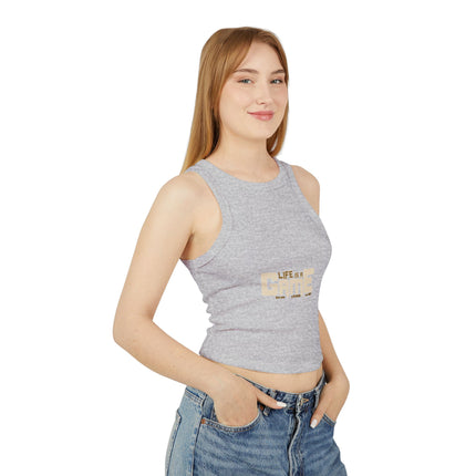 Damen Micro Rib Racer Tank Top mit Typografie-Motiven