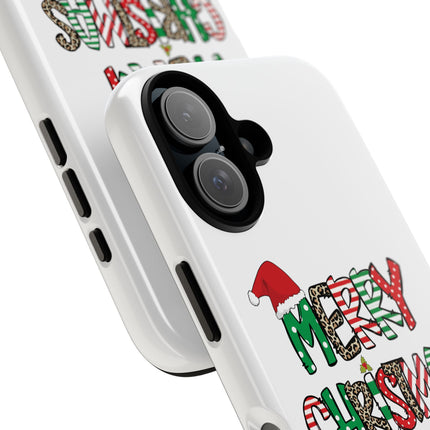 Merry Christmas Phone Case — Festive Santa Hat & Candy Cane Design Tough Case