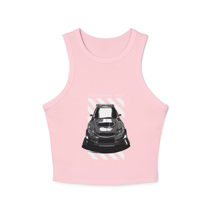 Damen Micro Rib Racer Tank Top mit Auto-Enthusiasten-Motiv