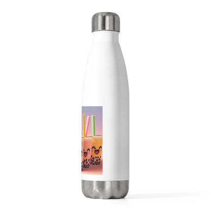 Isolierte Flasche mit lächelndem Design von Boba Tea and Friends, 590 ml 
