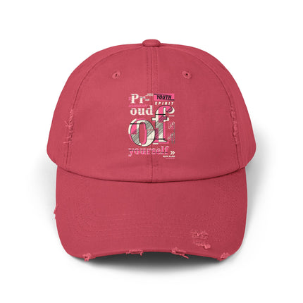 Unisex Distressed Cap mit Typografie-Motiven 