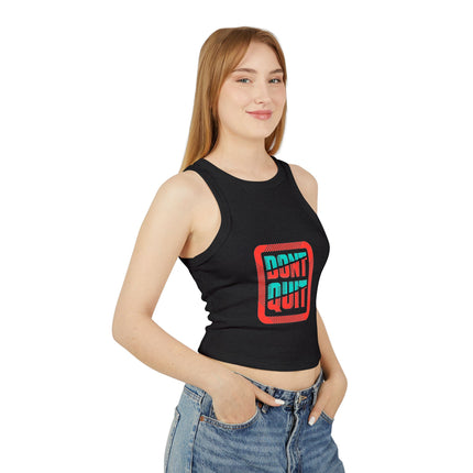 Damen Micro Rib Racer Tank Top mit Typografie-Motiven