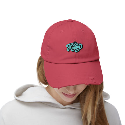 Unisex Distressed Cap mit Typografie-Motiven 