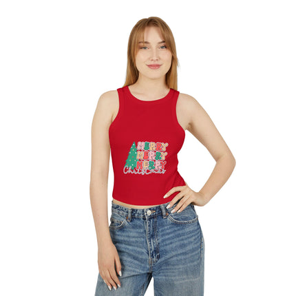 Christmas themed Women's Micro Rib Racer Tank Top
