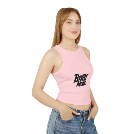 Damen Micro Rib Racer Tank Top mit Typografie-Motiven